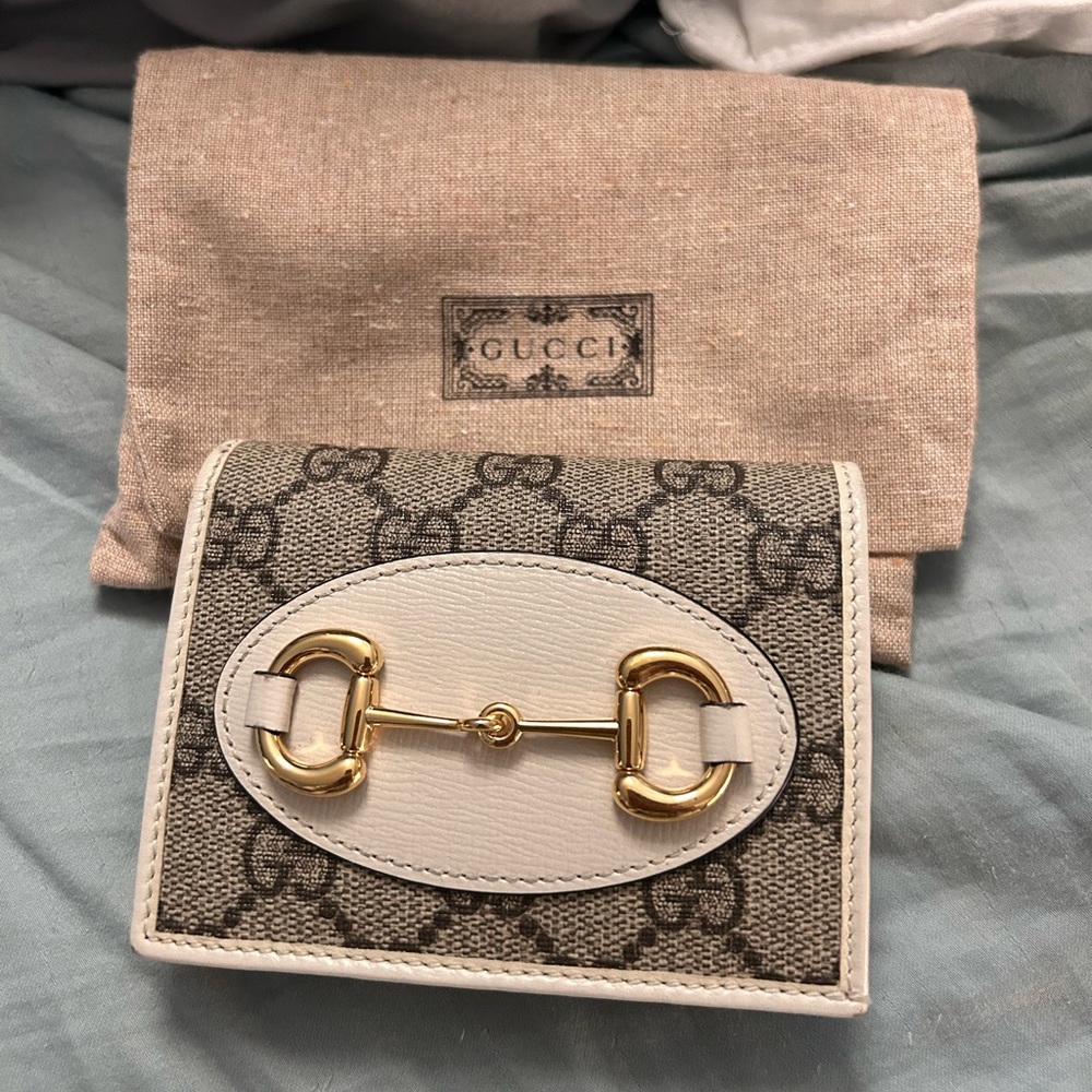 GUCCI HORSEBIT 1955 CARD CASE WALLET WHITE